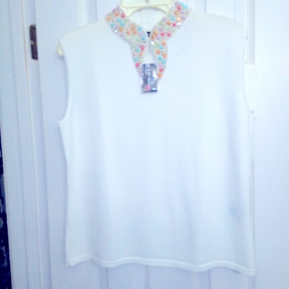 🆕 classic soft sweater classic pastel pearls neckline by A.D Originals size10-12 - Picture 2 of 8